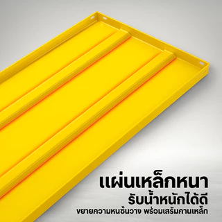 ESShelf ชั้นวางของ 5ชั้น สูง 180cm สีเหลือง แข็งแรง ทนทาน เหล็กแข็งแรง Warehouse Supermarket kitchen shelf