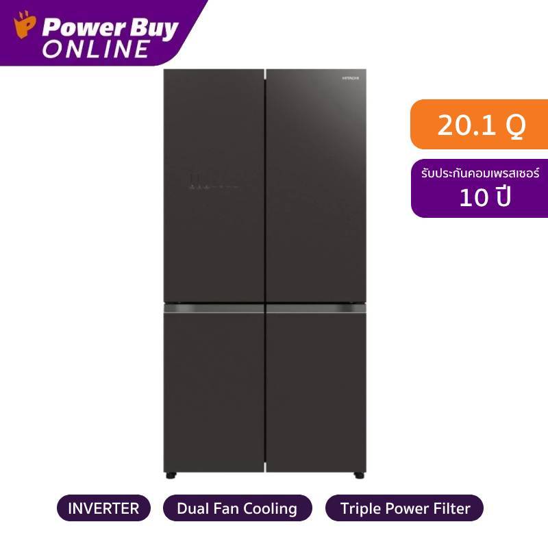 HITACHI ตู้เย็น 4 ประตู (20.1 คิว , สี Glass Mauve Gray) รุ่น R-WB640VF GMG