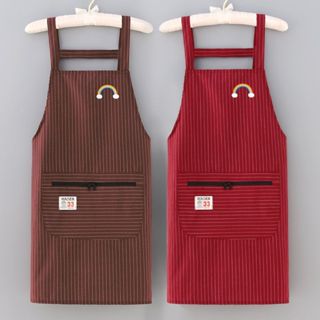 ผ้ากันเปื้อนRainbow ผ้ากันเปื้อนพร้อมกระเป๋าซิปขนาดใหญ่ สวมค…