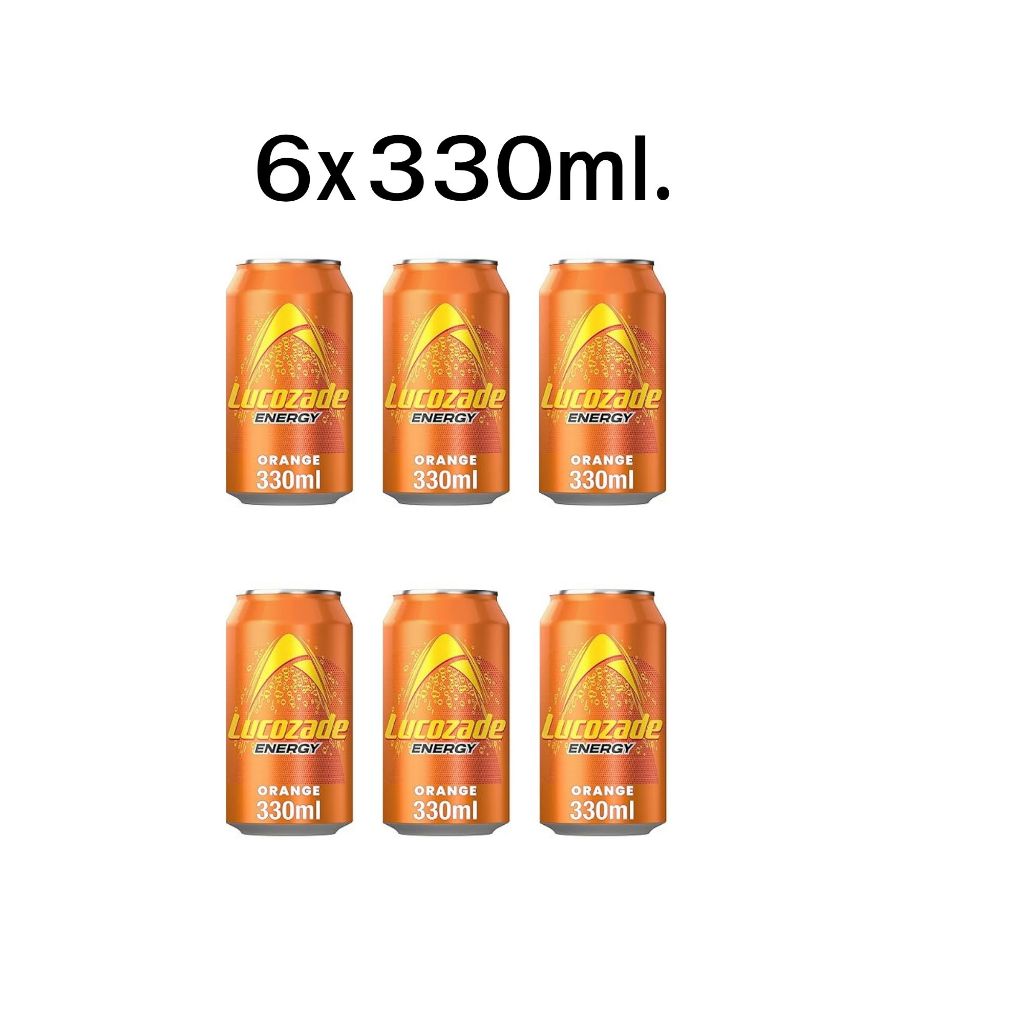 Lucozade Energy Drink Orange 6x330ml.-ลูโคซาด เครื่องดื่มชูกำลัง รสส้ม 6x330มล.