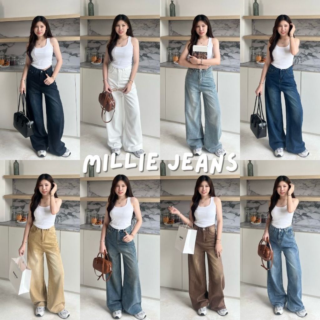 Beberlin กางเกงยีนส์ ขากระบอกใหญ่ สีเฟด รุ่น Millie Jeans / No : 2389
