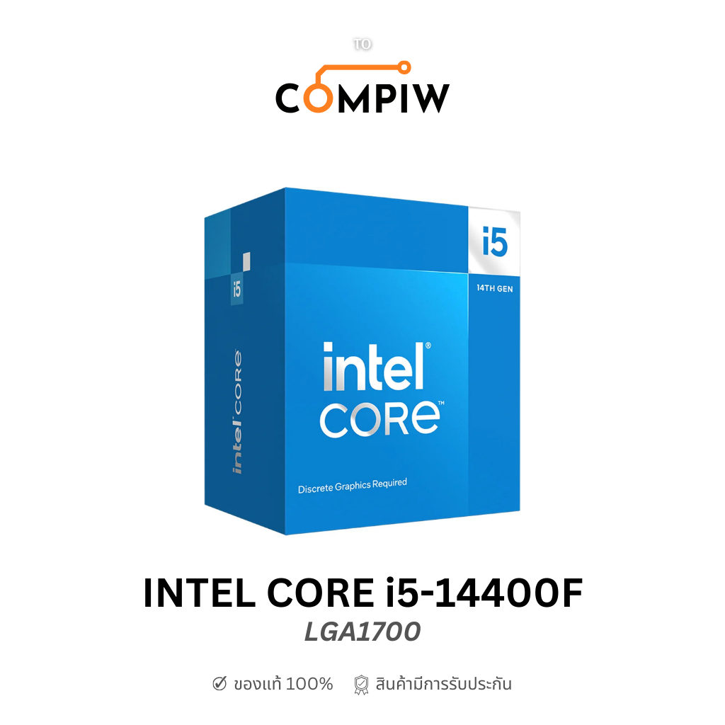 INTEL CORE i5-14400F CPU GEN 14 LGA 1700 (ซีพียู i5 14400F LGA1700) (To Compiw Shop)