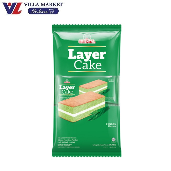 (1แถม1 ถึง 20พฤศจิกายน) ขนมเค้กเนื้อนุ่มสอดไส้ใบเตย Oriental Layer Cake Pandan 128g