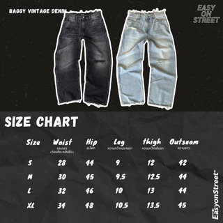 Baggy vintage denim กางเกงยีนส์สไตล์วินเทจ/สตรีท สีฟอกเฟด ขาดๆเซอร์ๆ ทรงBaggyjeans ยอดฮิตที่สุดแห่งยุค แมตช์ง่ายทุกลุค