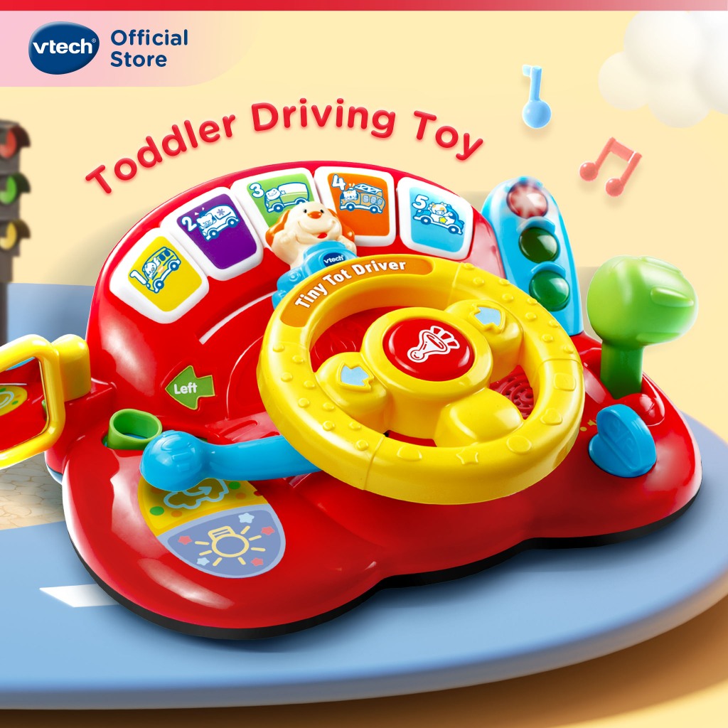 VTech Offiical Store Tiny Tot Boys 1-3 ปี Baby Driver Has Lights Music Kids Role Play ของเล่นพวงมาลัยขับรถ ของเล่นเด็ก