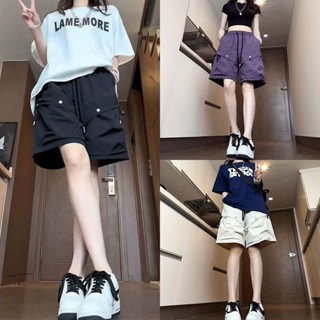 S-8XL กางเกงคาร์โก้ขาสั้น,สตรีทแวร์กางเกงขากว้างเอวสูง,แฟชั่…
