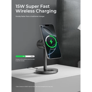 [สำหรับ Samsung] AUKEY LC-MC311G 3-in-1 Qi2 15W แท่นชาร์จไร้สาย MagFusion Magnetic Fast Charge