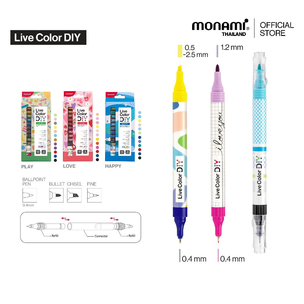 Monami ปากกา รุ่น Live Color DIY ชุด 15