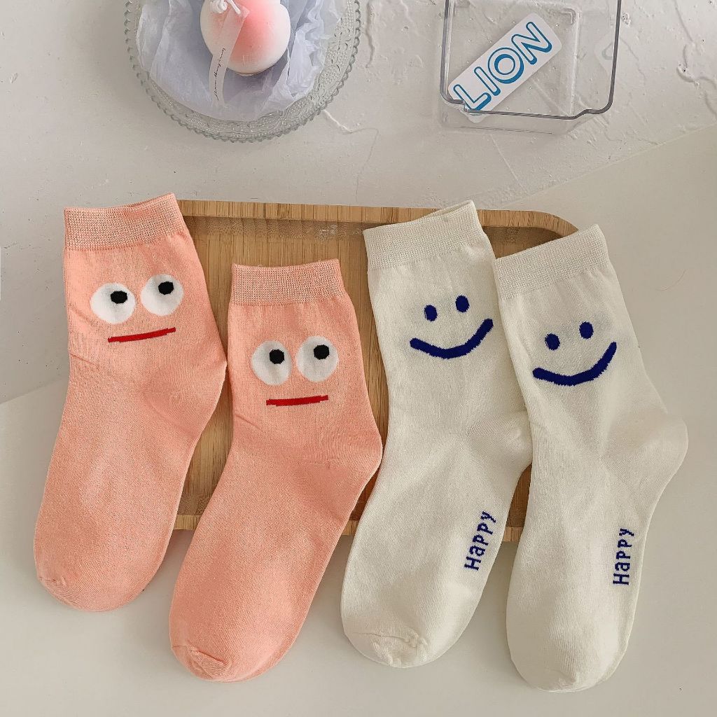 พร้อมส่ง ถุงเท้าข้อยาว ดอกทิวลิป น่ารัก สีพาสเทล Free size สไตล์เกาหลี ญี่ปุ่น