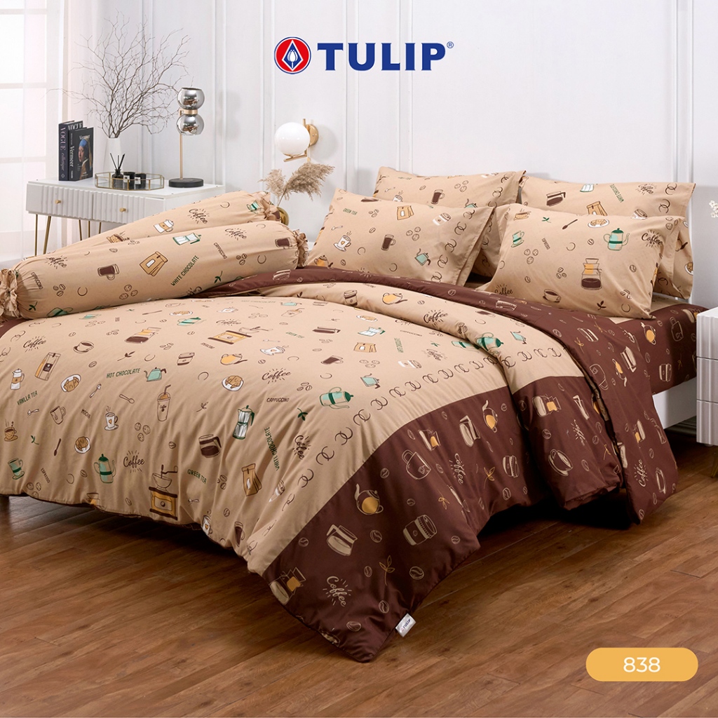 TULIP Cotton Mix พิมพ์ลาย 838 ชุดผ้าปูที่นอน ผ้าห่ม ผ้านวม พิมพ์ลายกราฟิกสวยงาม เนื้อผ้าหนาแน่น