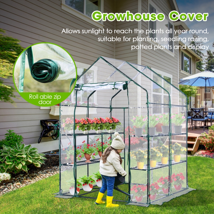 Walk In Greenhouse Cover Large Greenhouse  Garden Green House PVC Growhouse Cover - 143x73x195cm or 