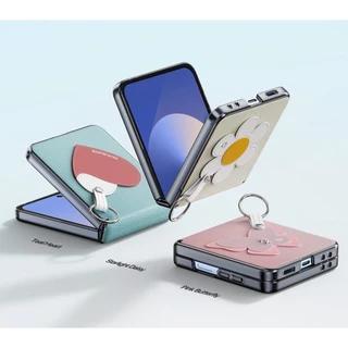 แท้💯 Samsung Z Flip7/Z Flip 8 Dux เคส PU Leather Ring-Style Foldable Phone Case เคสซองหนังกันกระแทก