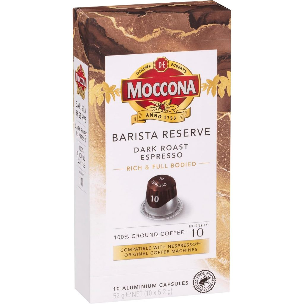 Moccona Barista Reserve Coffee Pods Dark Roast Espresso 10 pack/มอคโคน่า กาแฟแคปซูล บาริสต้า รีเซิร์ฟ ดาร์ค โรสท์ เอสเป