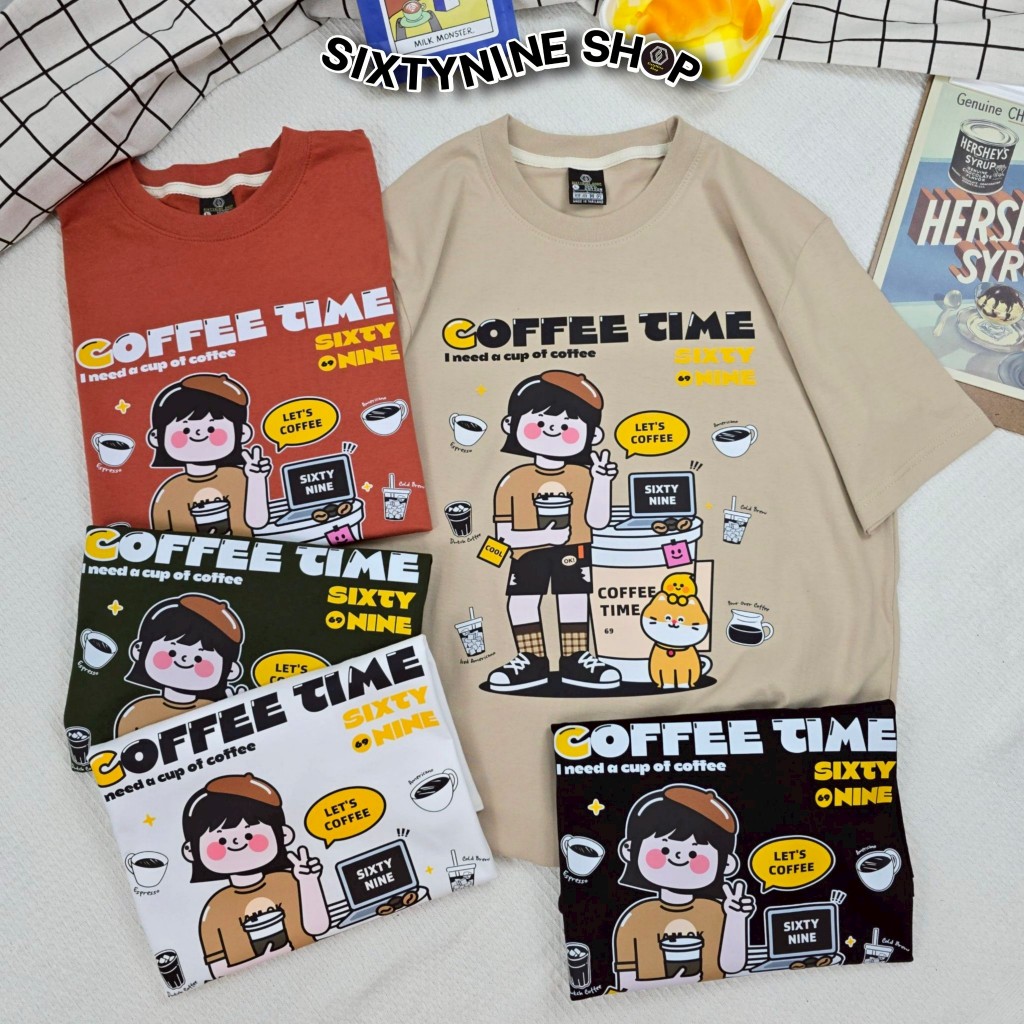 เสื้อยืดผ้าคอตตอน M-4XL พิมพ์ลาย " Coffee V.2" พร้อมส่ง