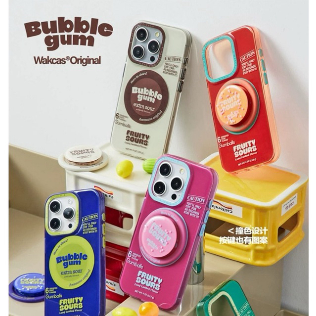 Wakcas®Original | 💚 เคสนำเข้าแท้ | Pre-order | ดีไซน์มินิมอล | 📱 เคส iPhone Wakcas iphone Bubble Gum 🫧💗🩵 ของแท้