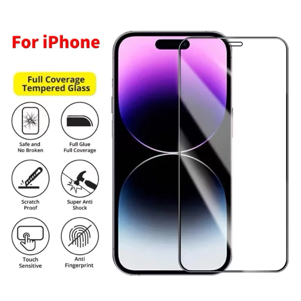 ฟิล์มกระจก สำหรับ iPhone 17 17Pro Max 17Air 16 15 Pro Max 15plus 16plus 16E แบบเต็มจอ For iPhone 15 15plus 15pro Max