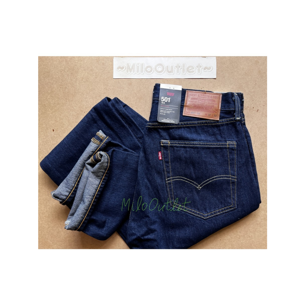 กางเกงยีนส์ Levi’s 501 ทรงกระบอก ผ้าฟอกสีน้ำเงินเข้ม ของแท้ 100%