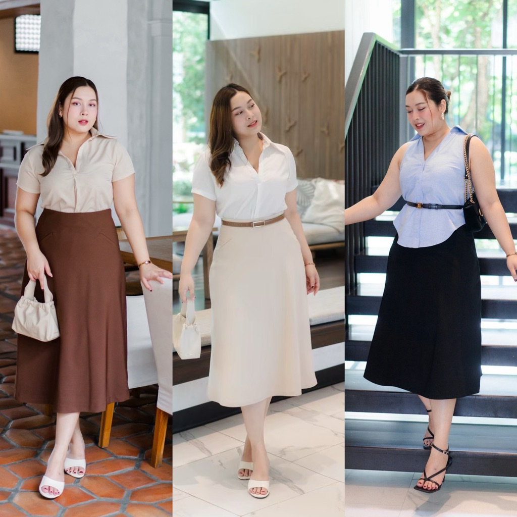 กระโปรงทรงเอ โกงหุ่น เพื่อสาวอวบ มีsizeถึง10XL รุ่นNINA