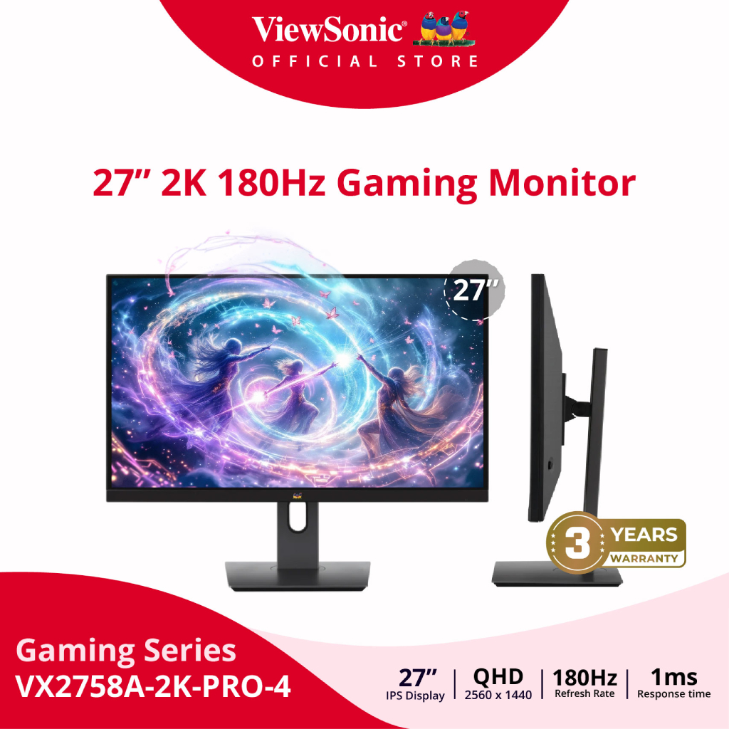 Viewsonic Gaming Monitor  VX2758A 2K PRO 4  27" / IPS / QHD / 180Hz / 0.5ms  (จอมอนิเตอร์เกมมิ่ง)