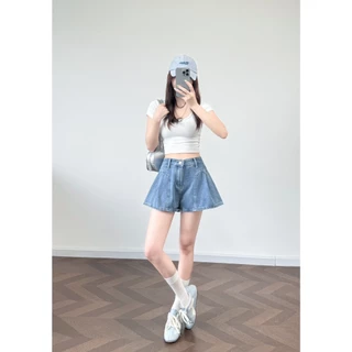 S-5XL กางเกงยีนส์ขาสั้นทรงขากว้าง แต่งจิ๊บ ผ้ายีนส์ไม่ยืด