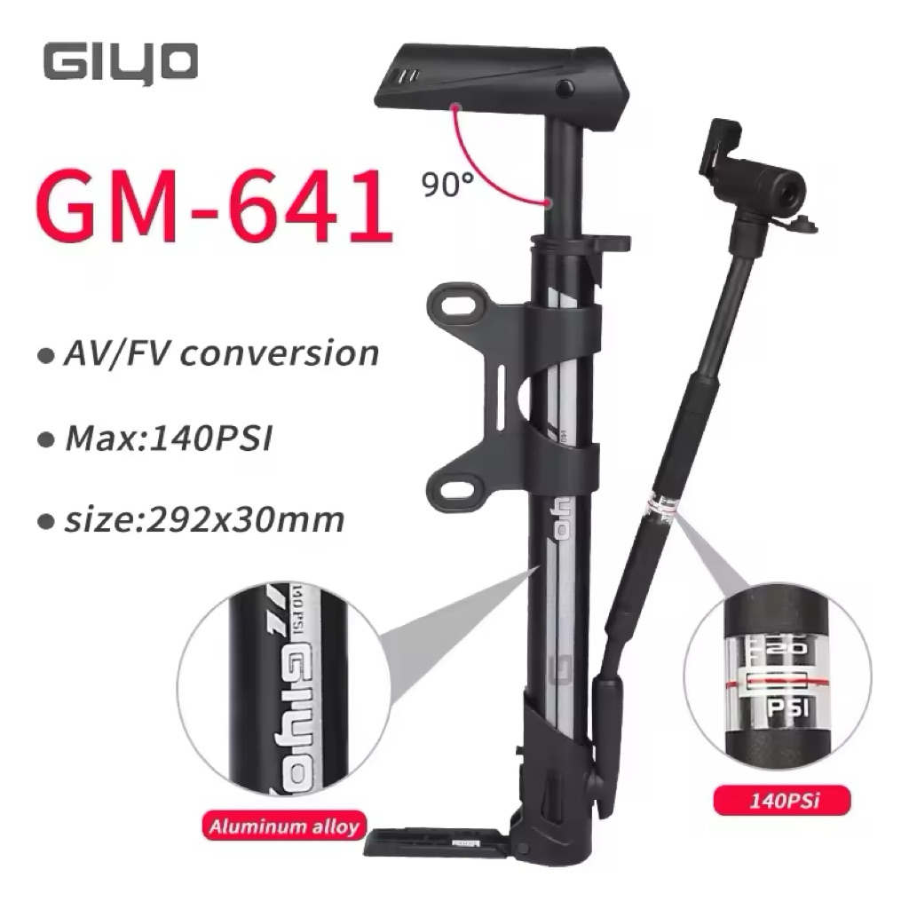 สูบมือ สูบติดรถ GIYO GM-641 มีเกจแรงดัน เหยียบได้