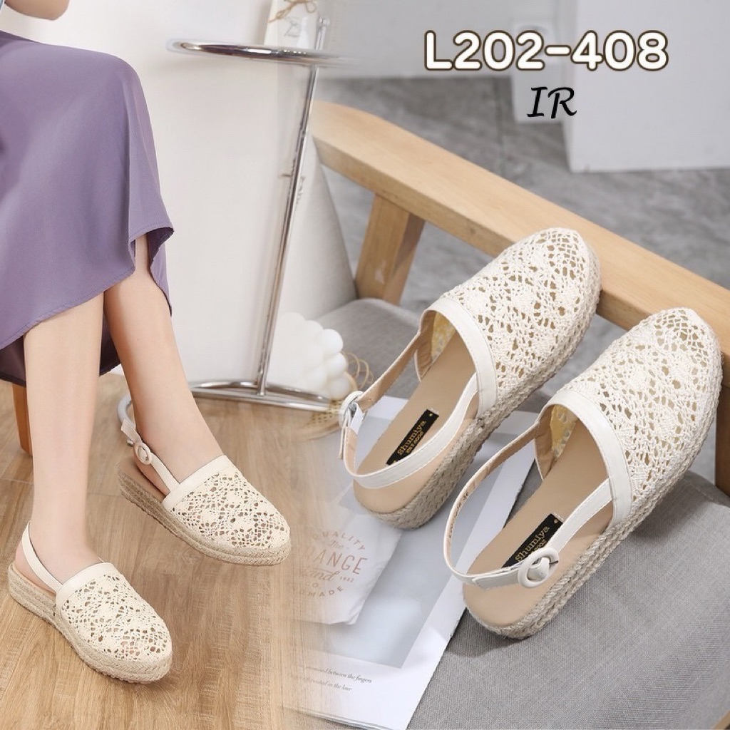 อยู่ไทยส่งไว/ไซส์ปกติ1.5 นิ้ว/รองเท้าลำลอง รองเท้าแตะเสริมส้น รองเท้ารัดส้นพื้นนุ่มแฟชั่นผู้หญิง(มีกล่อง)L202-408