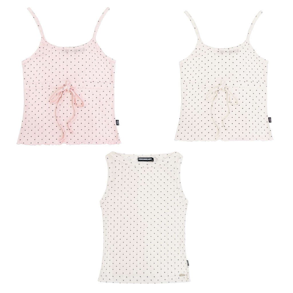 vgh polka dot collection ตัวเสื้อกล้ามคนละลายกับสายเดี่ยว ดูดีเทลในรูปถัดไปนะคะ