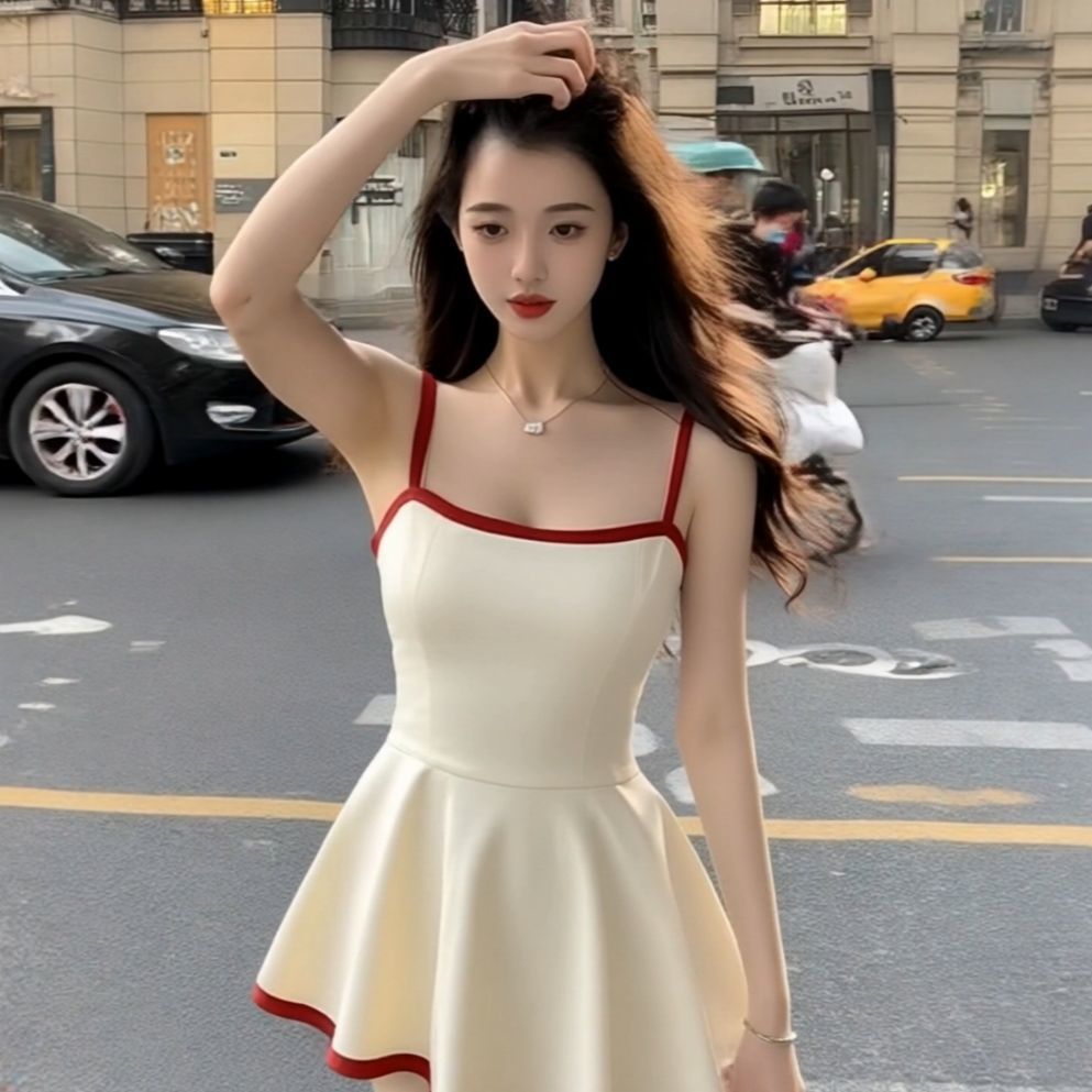 YODO ชุดจั๊มสูทผู้หญิงขนาดใหญ่ สีเบจวินเทจเซกซี่ กระโปรวสั้นแฟชั่นคลุมเอวดูผอม #11004 - รูปที่ 6