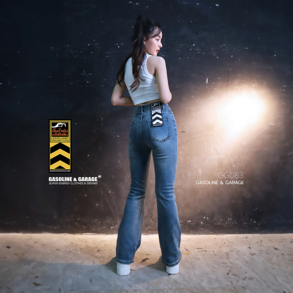 GG083 กางเกงยีนส์ผูหญิง ทรงขาม้ายืด LADY FLARE JEANS (Gasoline & Garage) ปั๊มน้ำมันแก๊สโซลีน (GG) - รูปที่ 2