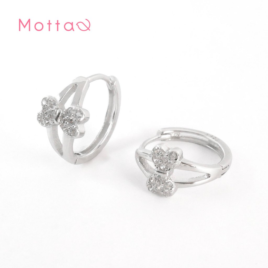 Motta Silver Earring ต่างหูห่วงเงินแท้  ดีไซน์โบว์มินิสุดคิ้วท์