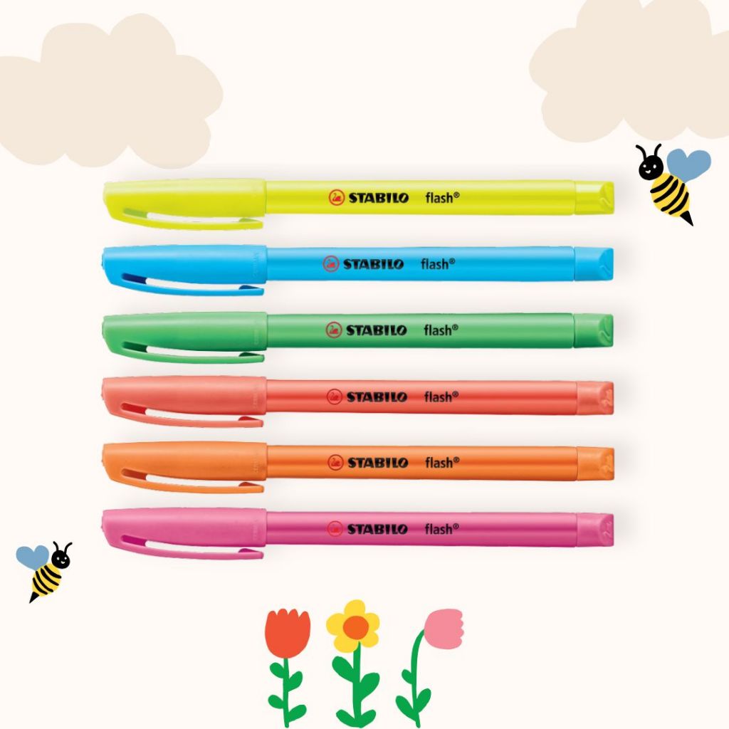STABILO Flash in OPP Bag สตาบิโล ปากกา เน้นข้อความ ไฮไลท์ คละสี 6 ด้าม