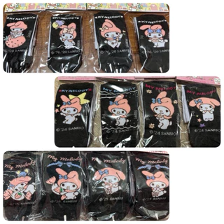 (ขอบิลเบิกรร.ทักแชท)ถุงเท้าลายลิขสิทธิ์ Happi by Carson ลาย Mymelody(3D)ข้อสั้นพื้นสีไม่มีกันลื่น