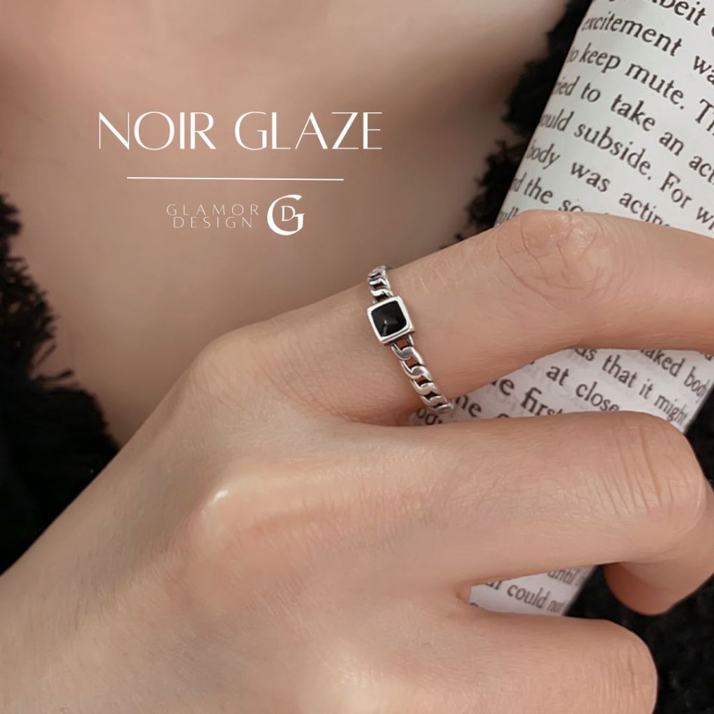 GLAMOR✨แหวนเงินแท้ Noir Glaze แหวนวินเทจ เงิน 925แท้ ดีไซน์หรูเท่ ปรับขนาดได้ แหวนมงคล
