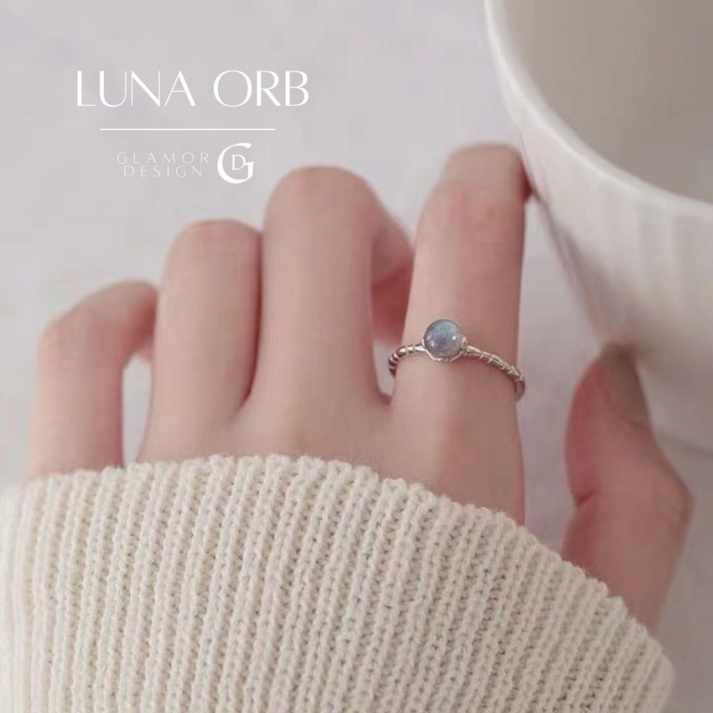 GLAMOR✨แหวนเงินแท้ Luna Orb แหวนมูนสโตนทรงกลม 925แท้ ดีไซน์พระจันทร์เต็มดวง ปรับขนาดได้ แหวนมงคล