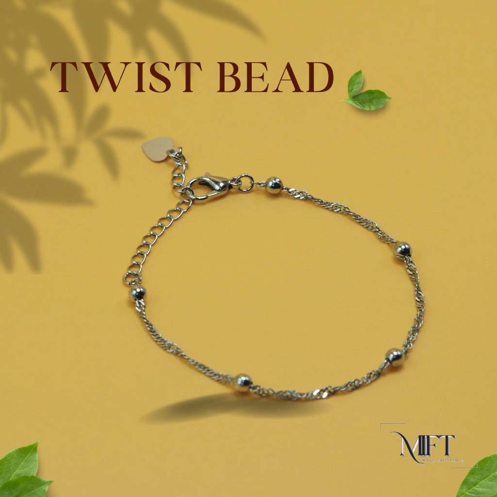 Mift   Twist Bead   สร้อยข้อมือสแตนเลสแท้ ดีไซน์เกลียว แวววาว สร้อยข้อมือไม่ลอกไม่ดำ