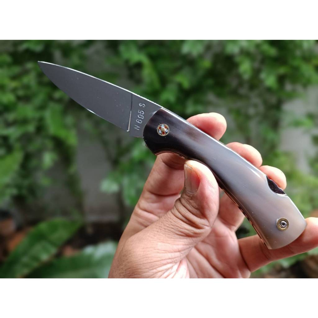 มีดพับ มีดพับกดหลัง folding pocket knife มีดตัดทุเรียน มีดแคมป์ ใบ 2.9” เหล็ก N695 ต้านสนิม Lock bac