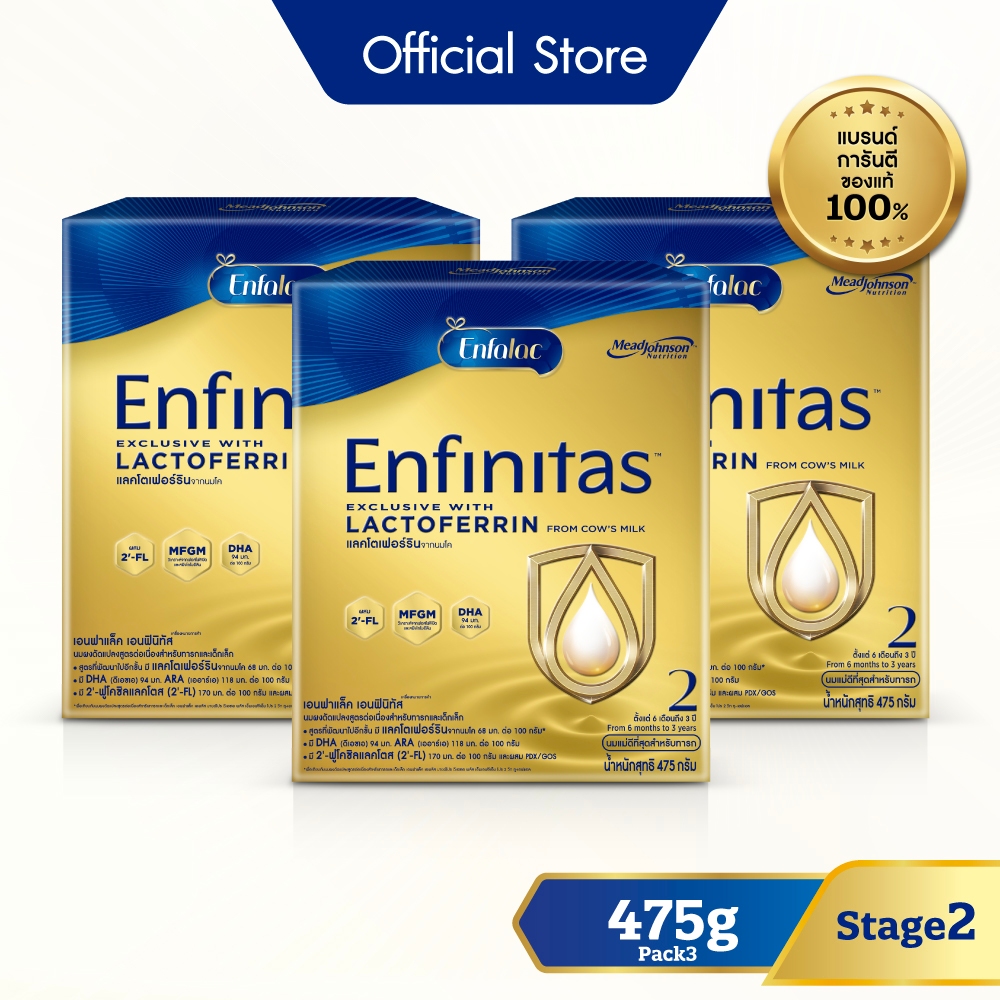 นมผง เอนฟาแล็ค เอนฟินิทัส สูตร2 (475 กรัม) x3 กล่อง Enfalac Enfinitas Stage2 (475 g) x3 packs