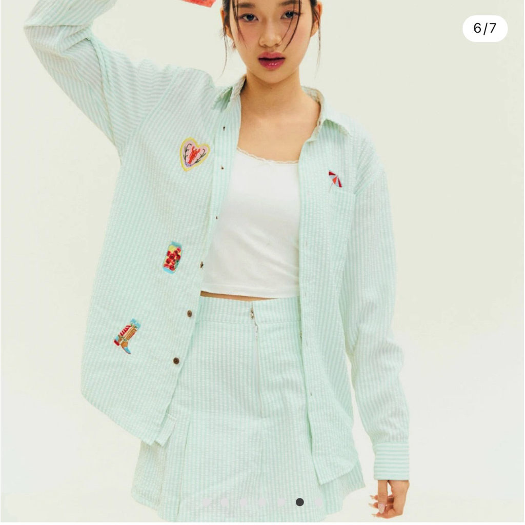 vacanza shirt เสื้อเชิ้ต called P สี mint size S ตามภาพแรก ของใหม่พร้อมส่ง