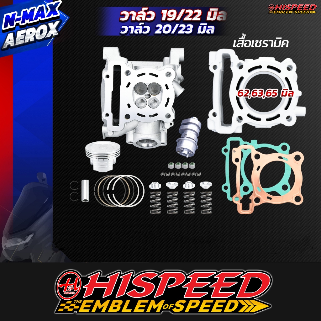 เสื้อเซรามิก +ฝาสูบ+แคมสปริงรีเทนเนอร์+ชุดซีลเล็บวาล์ว + ชุดปะเก็น + กระเดื่อง | N-MAX 155 , AEROX 1