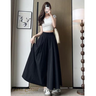 COM523 TARA Pants กางเกงกระโปรง เอวยางยืด มีกระเป๋าข้าง เนื้อผ้าครัช ผ้าดี ไม่ต้องรีด ใส่สบาย ระบายอากาศได้ดี