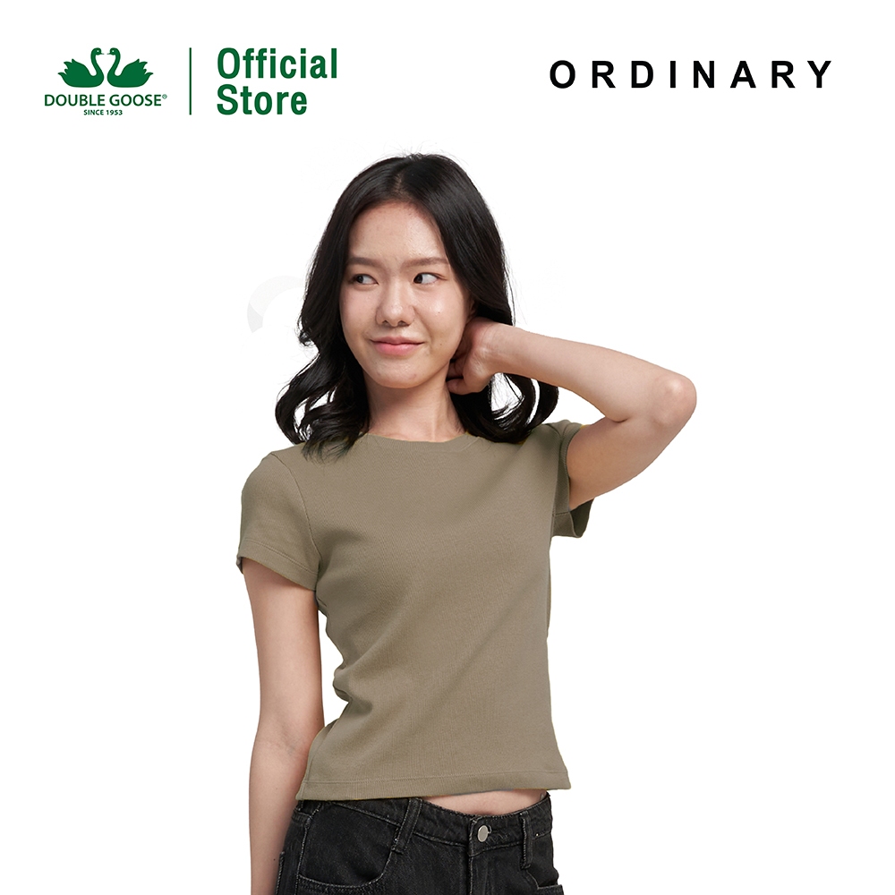 ห่านคู่ เสื้อคอกลมผู้หญิง เสื้อครอปผ้าร่อง รุ่น Ordinary (เขียวทะเล,ส้มอมแดง,วนิลามิลค์,ลาเต้,มอคค่า,ชมพู,ฟ้าอมเขียว)