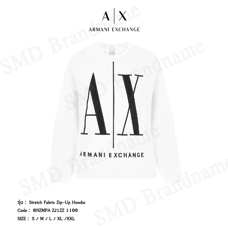 Armani Exchange เสื้อสเวตเตอร์แขนยาวผู้ชาย รุ่น Stretch Fabric Zip-Up Hoodie Code: 8NZMPA ZJ1ZZ 1100
