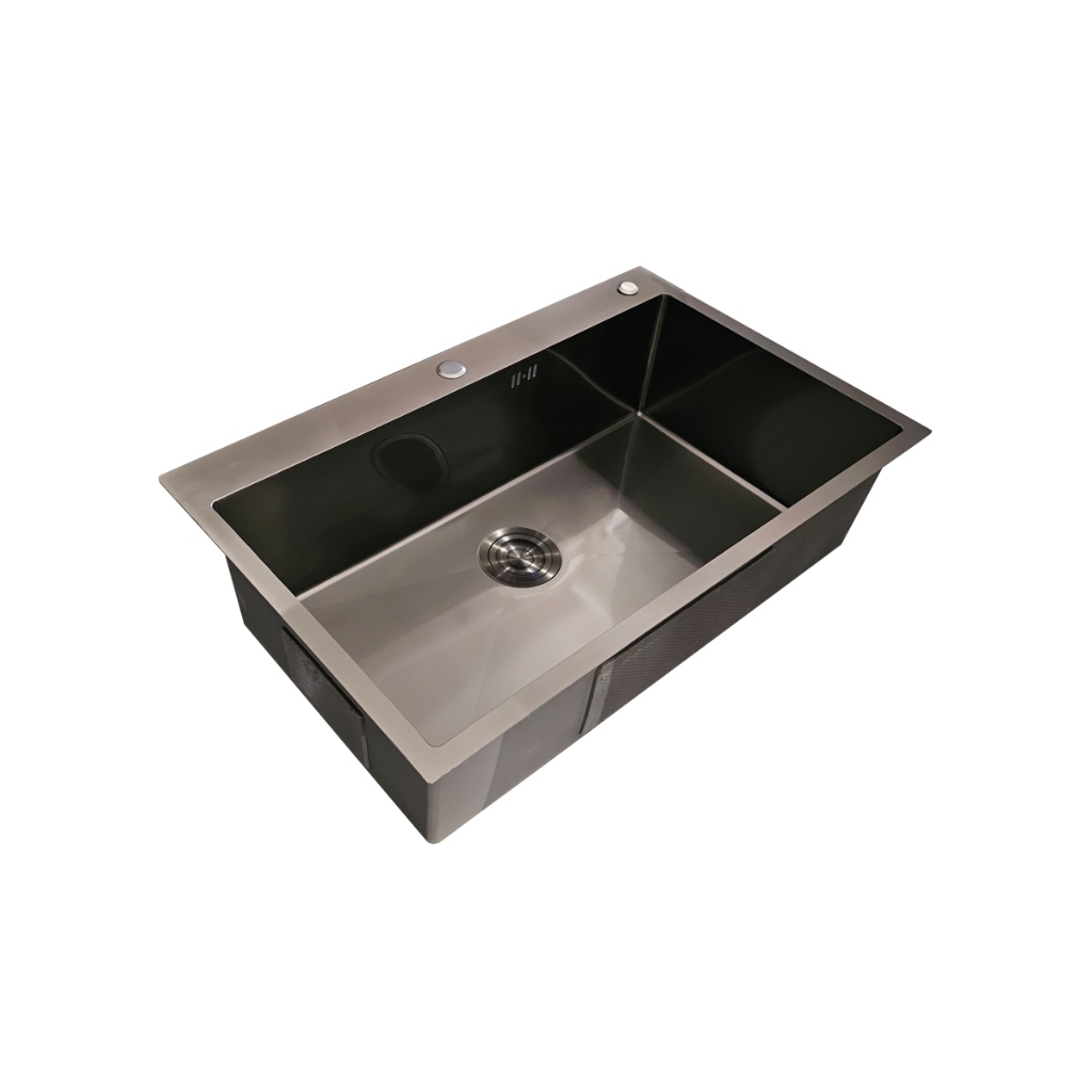 อ่างล้างจาน 1 หลุม แบบฝัง Tecnoplus รุ่น TNP 805022 BLACK ขนาด 80 ซม. ลึก 22 ซม.