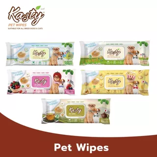 Kasty Pet Wipes ผ้าเปียกเช็ดทำความสะอาด ทิชชู่เปียก สำหรับสุนัขและแมว ขนาดแผ่น 24 x 22 ซม. (70 แผ่น/ แพ็ค)