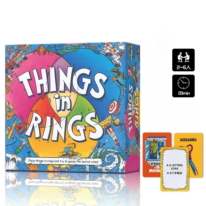 ALLPLAY Things in Rings Board Game - Thinky, Quick-Playing Party Game (English and Chinese)