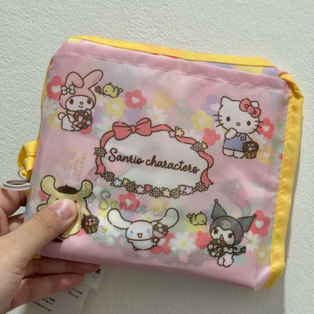 (ใหม่ พร้อมส่ง) eco bag jumbo ลายรวม sanrio คอลดอกไม้ ลิขสิทธิญี่ปุ่น