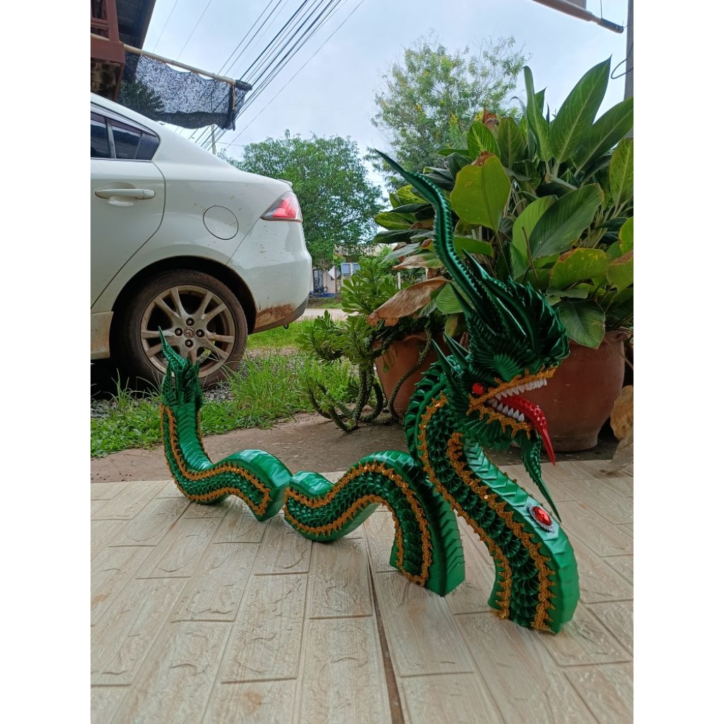 บายศรีพญานาค เศียรพญานาค ขนาดความสูง 50ซม  ลำตัว35ซม หาง 40ซม งานริบบิ้น - รูปที่ 7