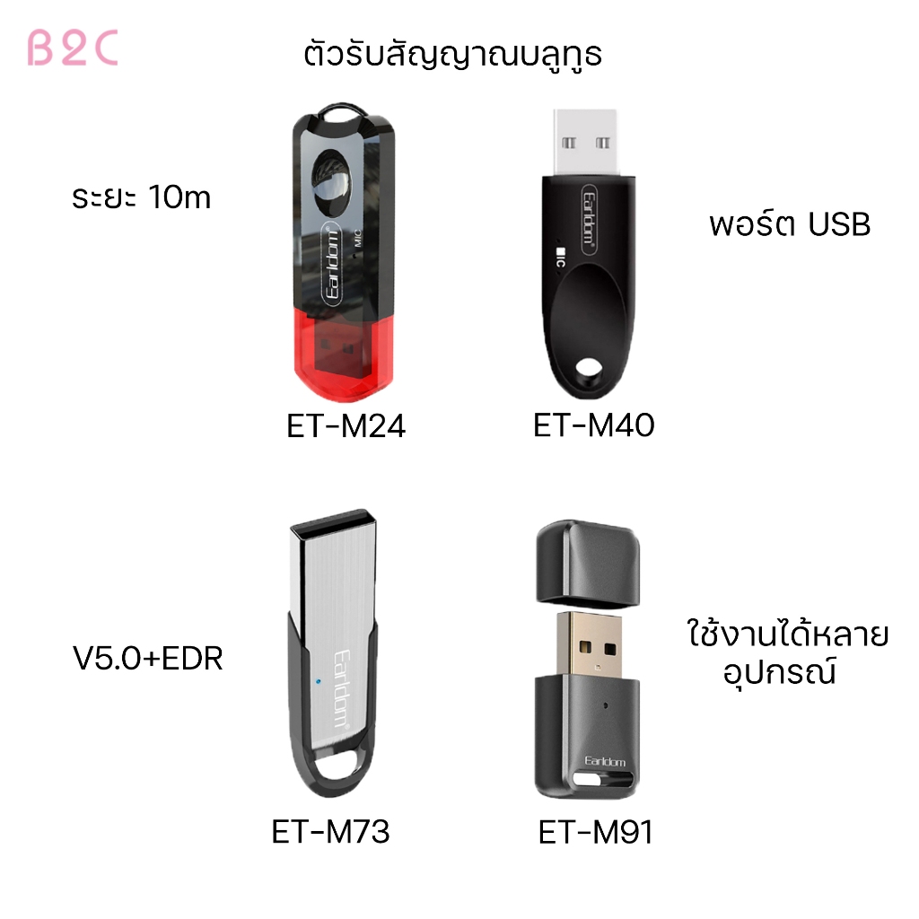 Earldom ET-M24 M40 M91 M73 อุปกรณ์เสริม ตัวรับสัญญาณบลูทูธ สำหรับเครื่องเล่น-ลำโพงที่ต้องการเชื่อมต่อ