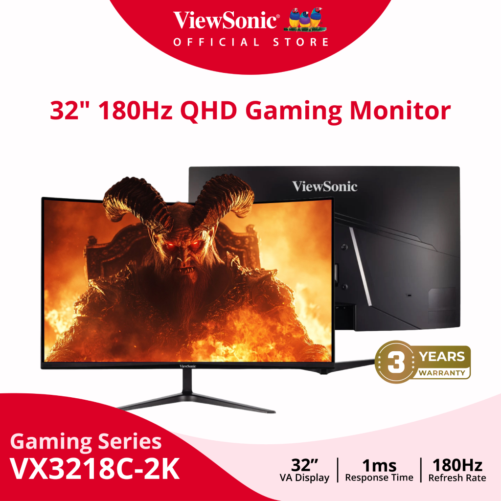 Viewsonic Gaming Monitor VX3218C 2K / 32” / Curved / QHD 1440p / 180 Hz /  1 ms  (จอมอนิเตอร์)