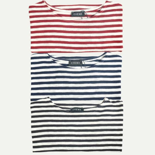 Chewa Striped Cropped Boxy - เสื้อลายริ้วเเขนยาว - 8321